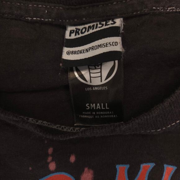 Broken Promises Crew Neck Graphic Short Sleeve T Shirt Adult Mens Size S Black - Picture 3 of 9